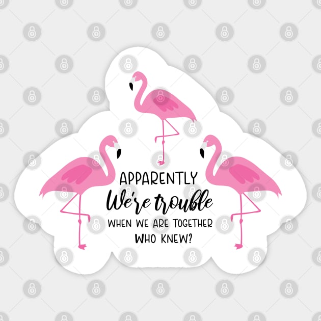Flamingo Lovers Gift, Apparently we're trouble when we are together Who knew Sticker by hugandmug